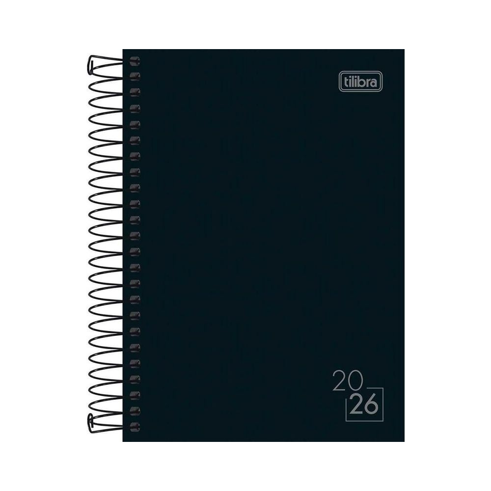 Agenda Spice 2026 Tilibra Preto Capa Dura Espiral 160 folhas 110x154 mm