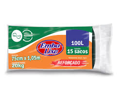 Sacos para Lixo 75cmx1,05m 15 unidades 100 L Preto Braslimpo