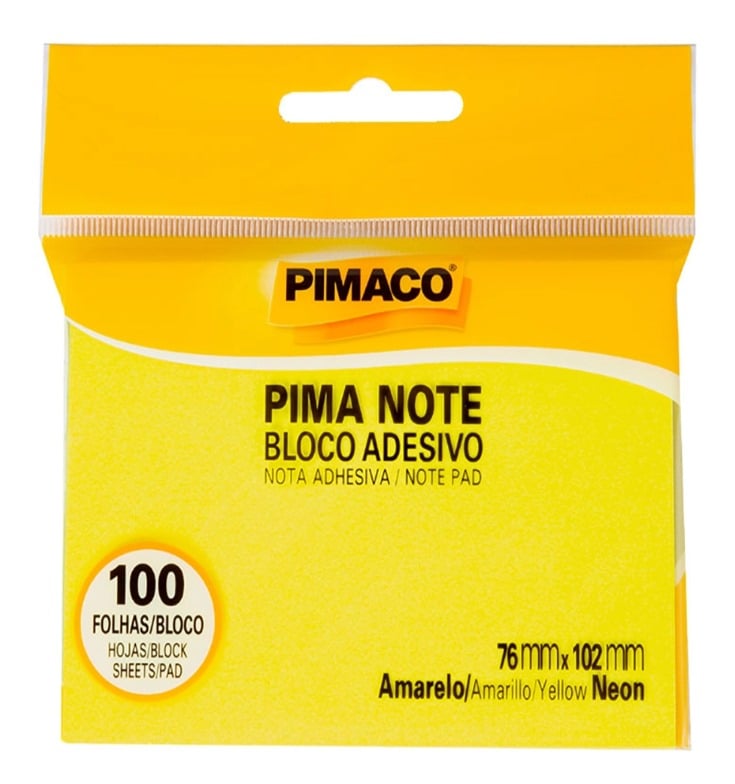 Bloco Adesivo Pimaco Pima Note Amarelo Neon 100 Folhas