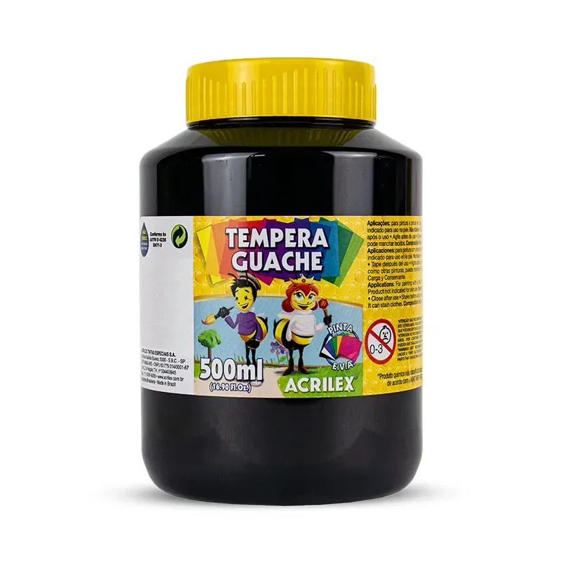 Tinta Guache 500ml Preto Acrilex