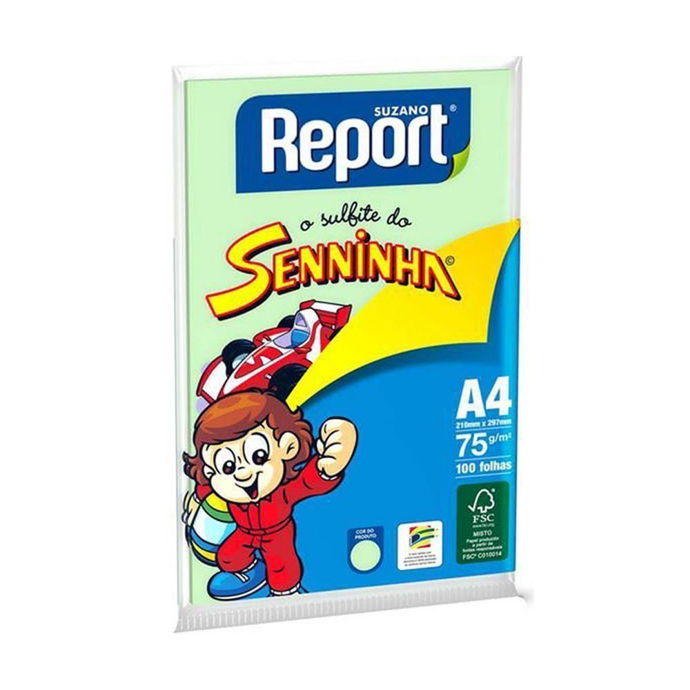 Papel Sulfite Colorido A4 Report Senninha Verde 100 folhas 210mm x 297mm 75g/m&sup2;