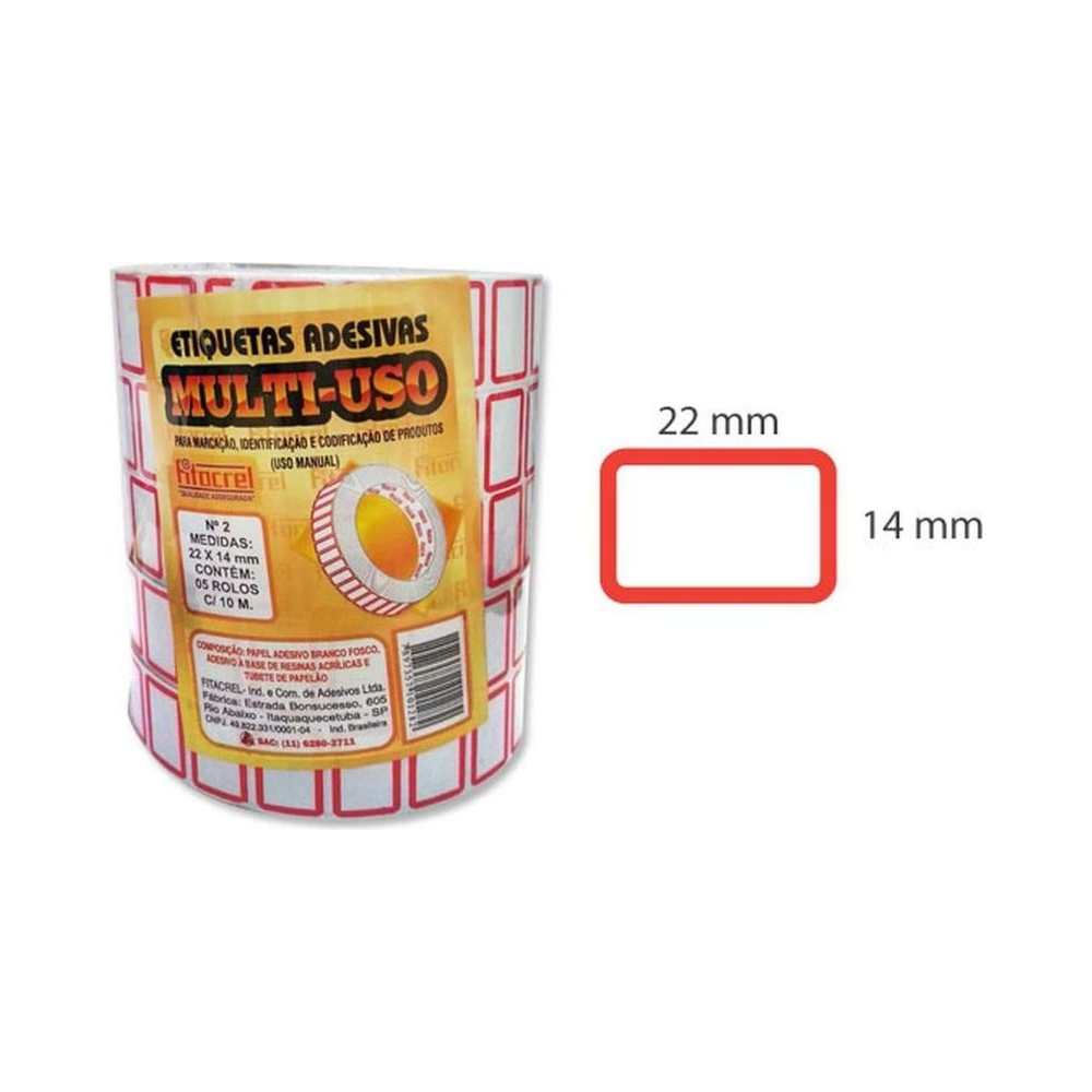 Etiqueta para pre&ccedil;o 22x14mm Fitacrel Retangular Branca
