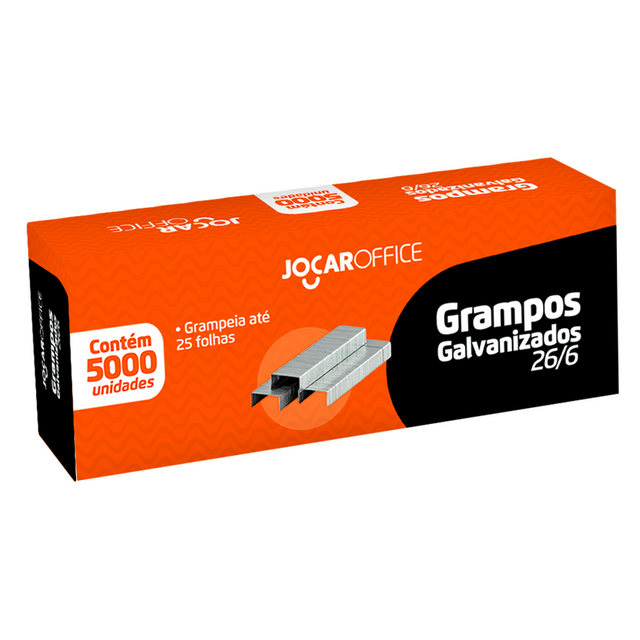 Grampos Galvanizados 25 folhas 26/6 Jocar Office 5000 unidades