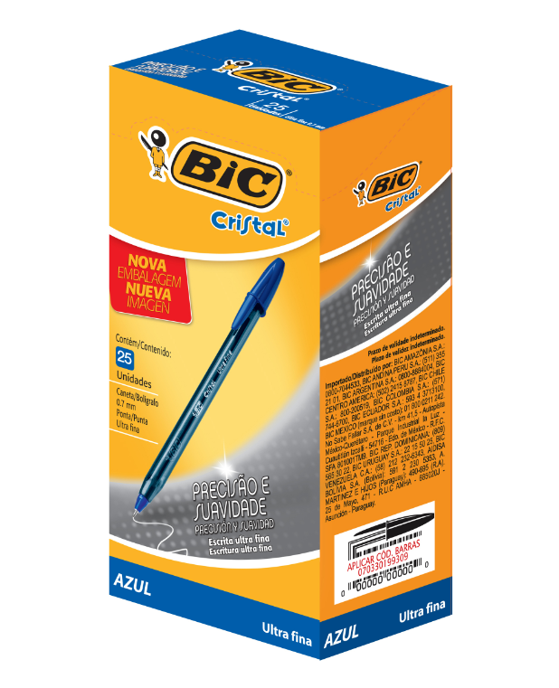Caneta Esferogr&aacute;fica 0.7mm BIC Cristal Azul 25 unidades