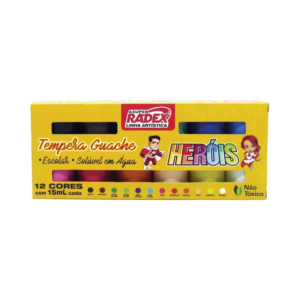 Tinta Guache Estojo 12 Cores 15ml Radex Multicor