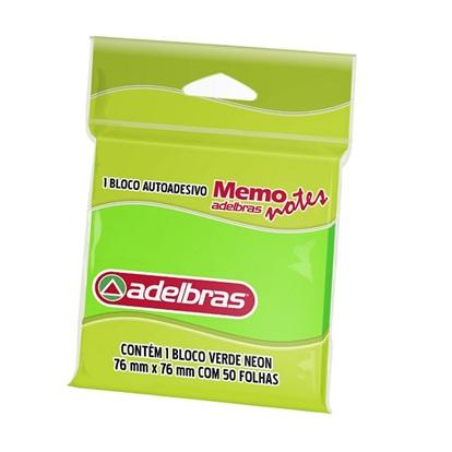 Bloco Autoadesivo Memo Notes Adelbras 50 folhas 76mm x 76mm Verde Neon