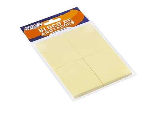 Bloco Adesivo 38mm x 51mm BRW Amarelo 4 blocos 50 folhas