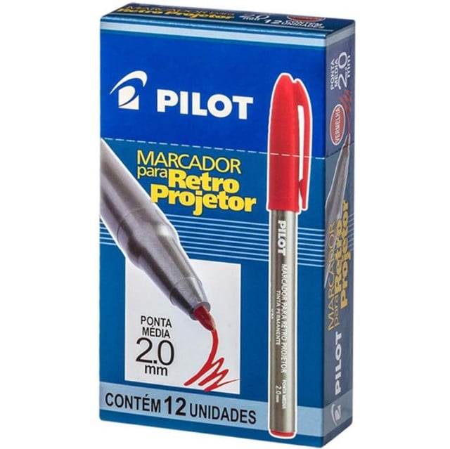 Marcador para Retroprojetor Pilot Vermelho com 12 unidades