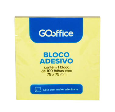 Bloco Adesivo Amarelo 100 folhas 75 mm x 75 mm
