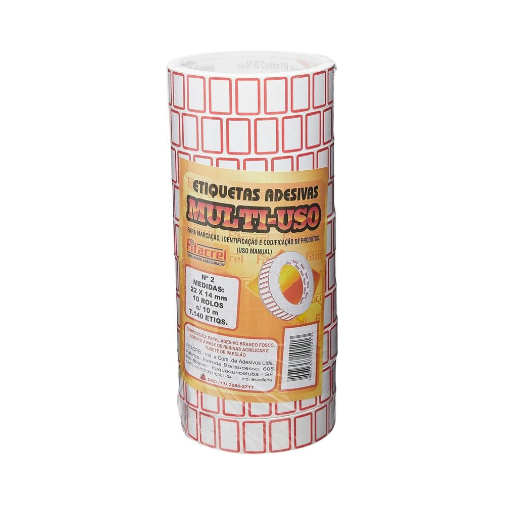 Etiqueta para pre&ccedil;o 22x14mm Fitacrel Retangular Branca