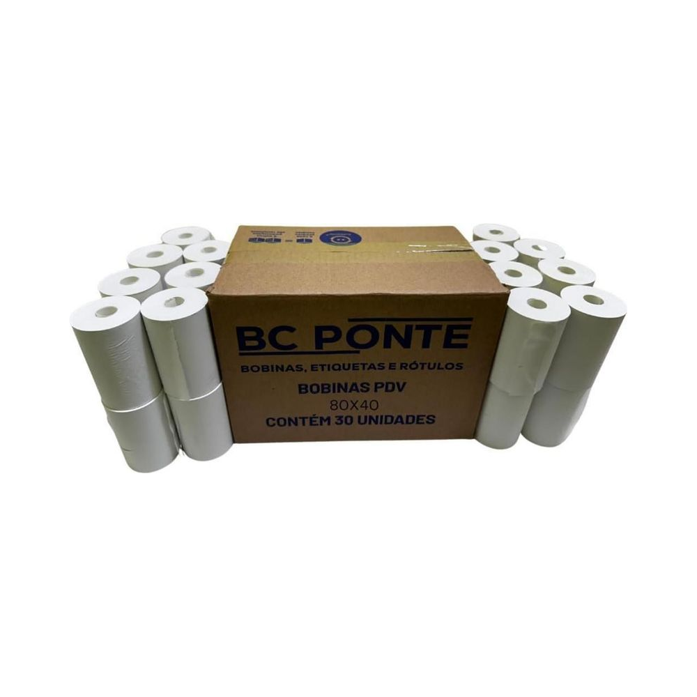 Bobina Termina Branca 80mmx40m ThermoFlexo 30 unidades