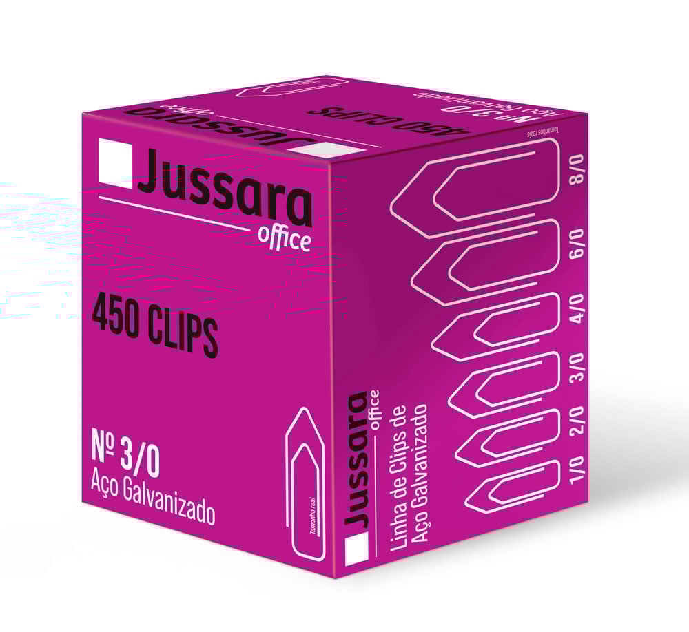 Clips Aço Galvanizado Nº 3/0 Jussara Office com 450 unidades