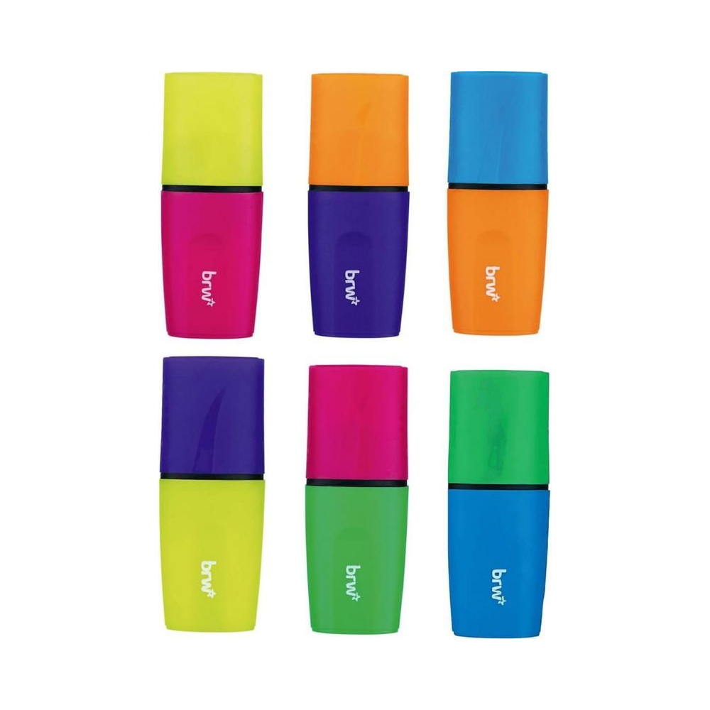 Caneta Marca Texto Mini com Cheiro BRW 6 Cores Neon
