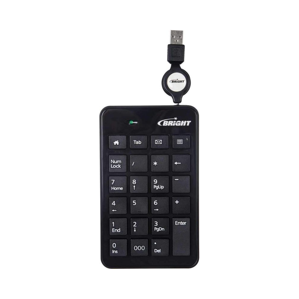 Teclado Num&eacute;rico Mini 134 Bright USB Retr&aacute;til 23 Teclas Preto