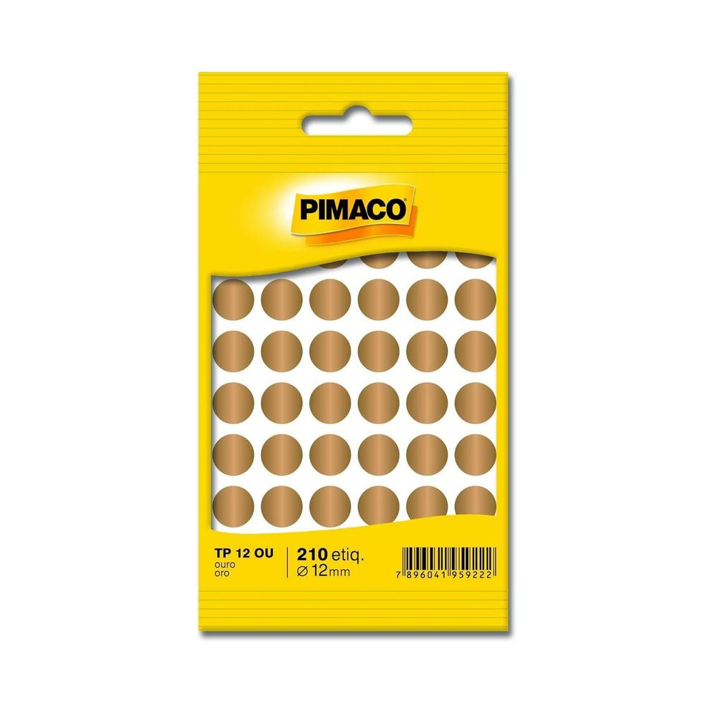 Etiqueta Multiuso TP-12 Pimaco Redonda 12mm Dourado