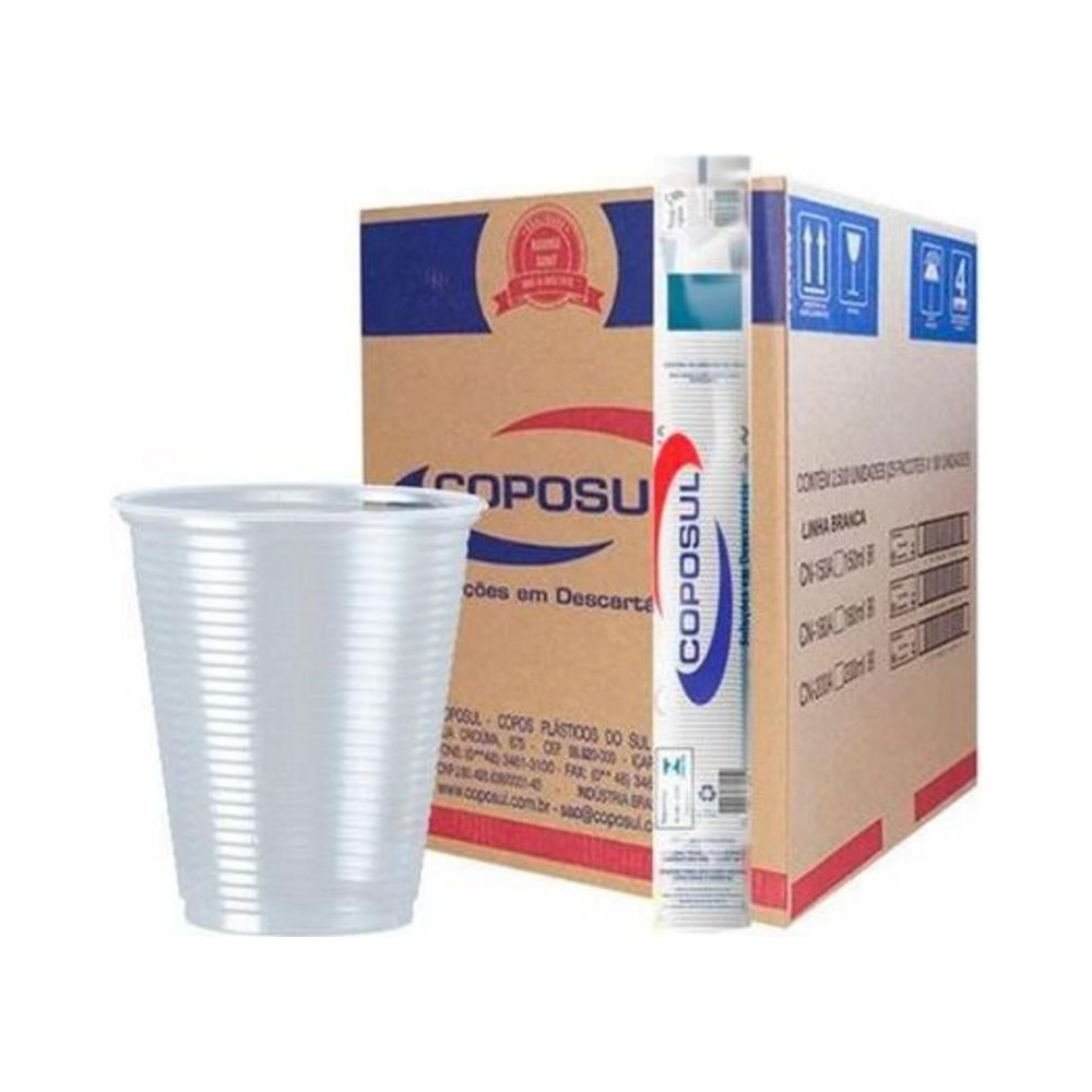 Copos Descart&aacute;veis 180 ml c/ 2500 unidades 25 pacotes x 100 unidades