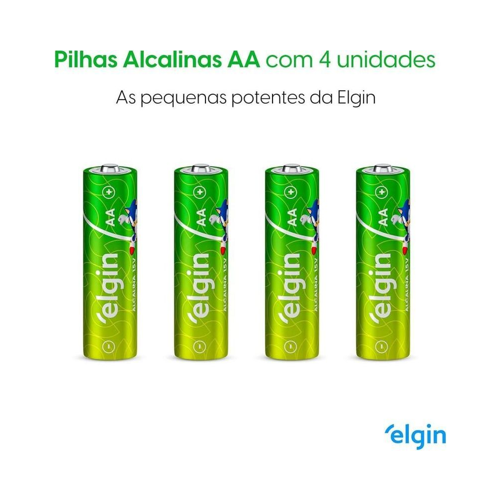 Pilha Alcalina AA 1.5V Elgin 4 unidades