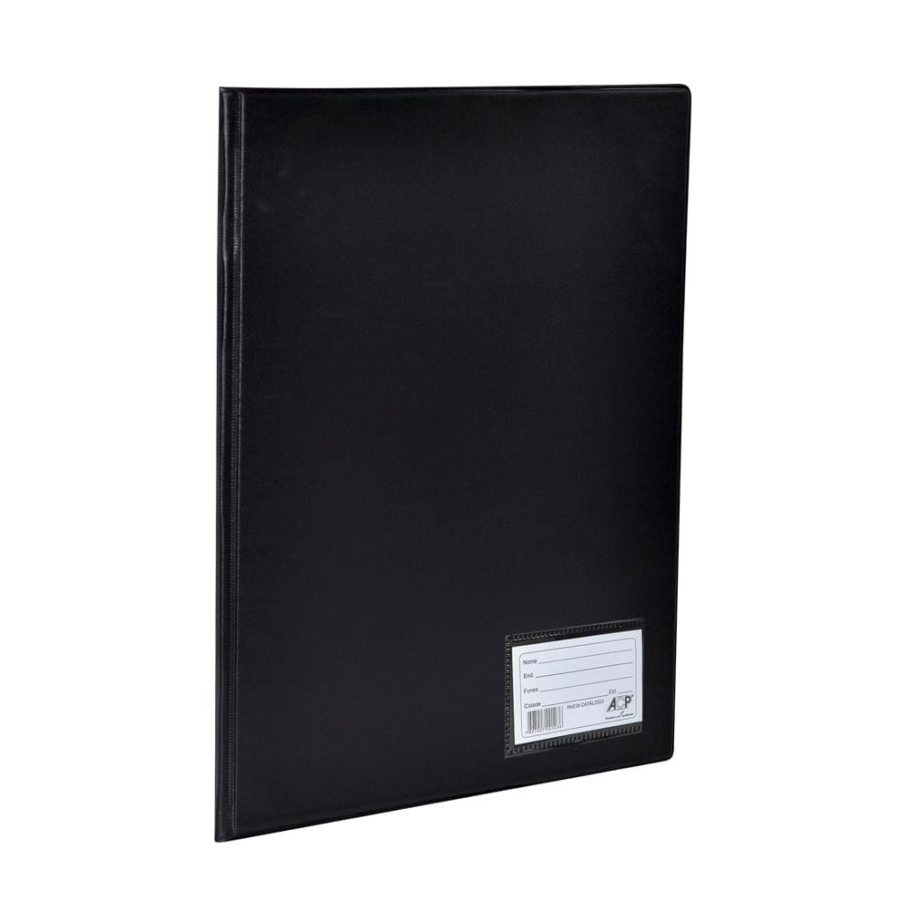 Pasta Catálogo 10 envelopes 0.10mm Memorando 2 colchetes ACP 185mm x 225mm x 10mm Preto Unitário