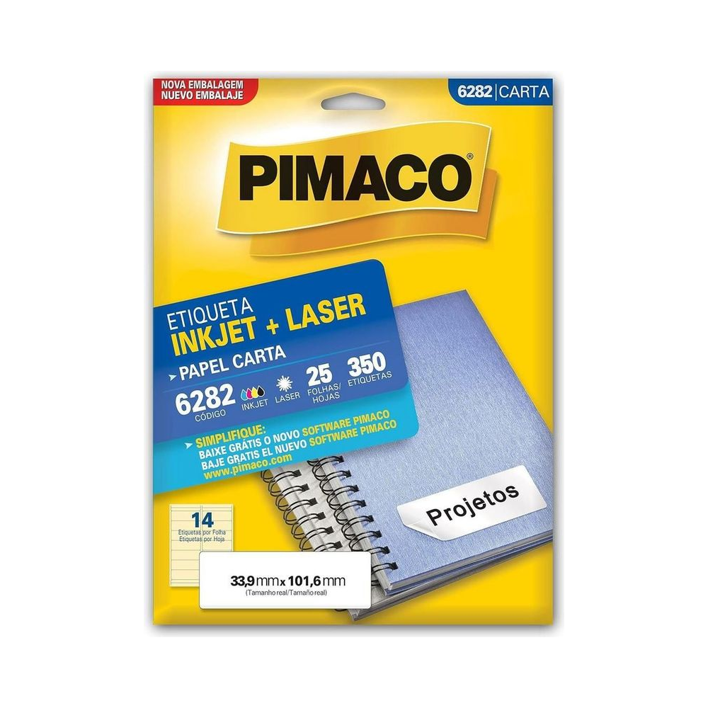 Etiqueta Inkjet Laser 33.9mm x 101.6mm Pimaco Carta Branco