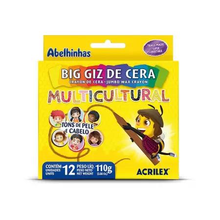 Giz de Cera BIG Multicultural Acrilex 110g com 12 cores