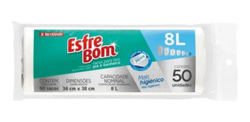 Saco Lixo Rolo Esfrebom Branco 8L
