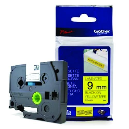 Fita para Rotulador 9mm x 8m Brother TZC-621 Amarelo Unitária