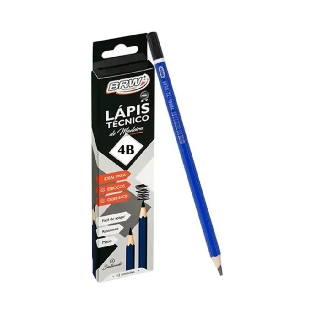L&aacute;pis Preto T&eacute;cnico 4B BRW Madeira Macio