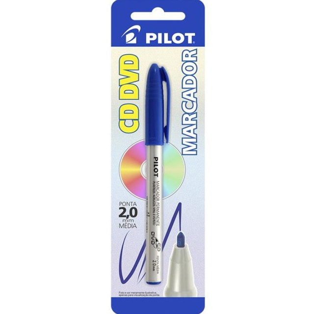 Caneta para CD Pilot 2.0 mm Ponta Média Azul