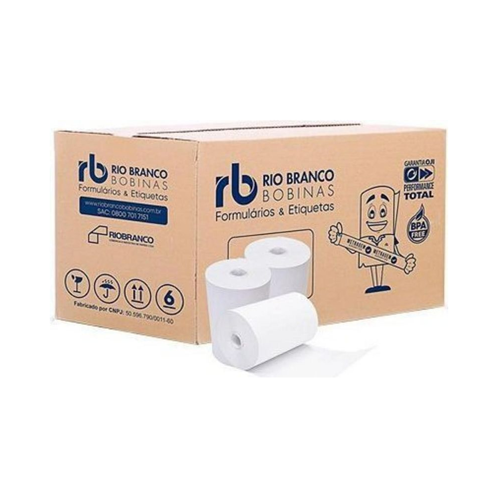 Bobina T&eacute;rmica 80mm x 40m 48g Branca Rio Branco Unidade