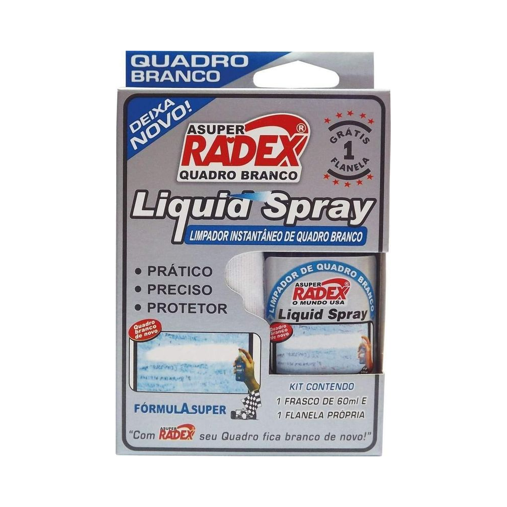 Limpador para quadro branco com flanela Radex 60ml