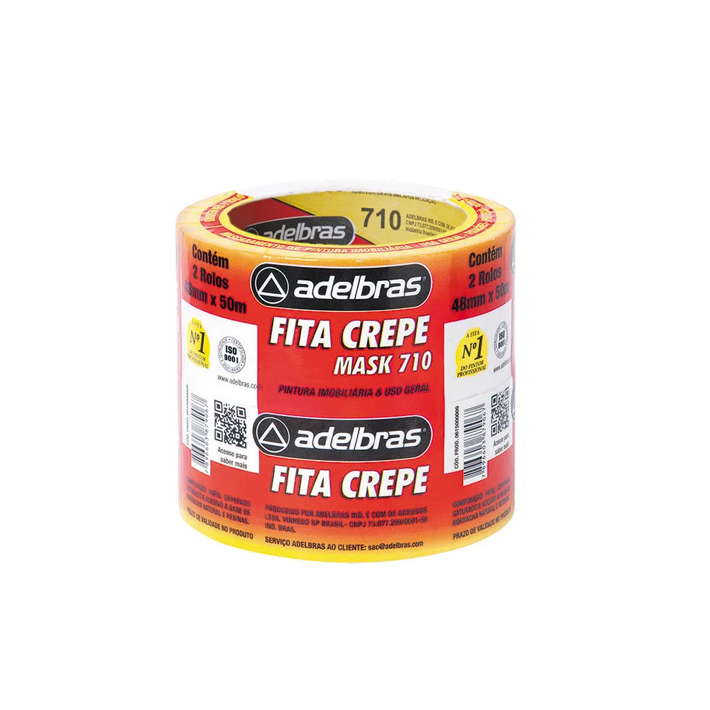 Fita Crepe  2 Rolos 48mm x 50m Adelbras Papel Crepom Multicor