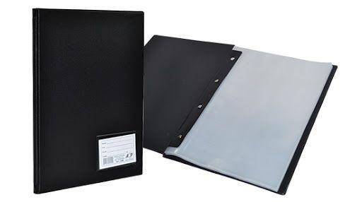 Pasta Cat&aacute;logo PVC 10 envelopes Polibras Preta 5mm x 245mm x 335mm