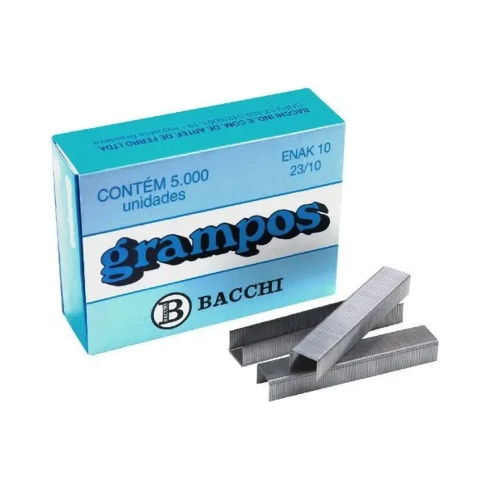 Grampos Galvanizados 23/10 Bacchi Caixa com 5000 Unidades