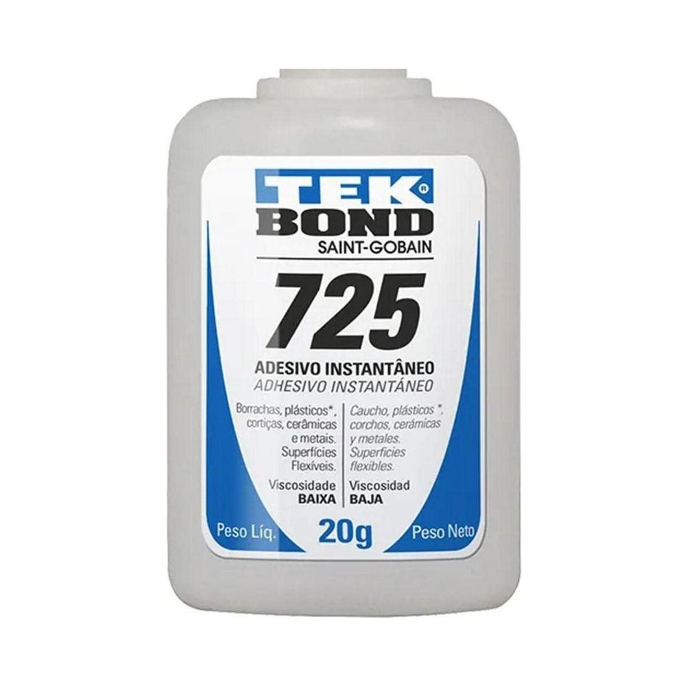Adesivo Instant&acirc;neo Tek Bond 725 20g Resistente &agrave; &Aacute;gua Colorido