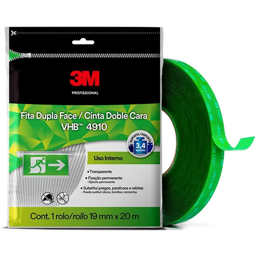 Fita Dupla Face VHB 4910 19mm x 20m 3M Profissional Unitário