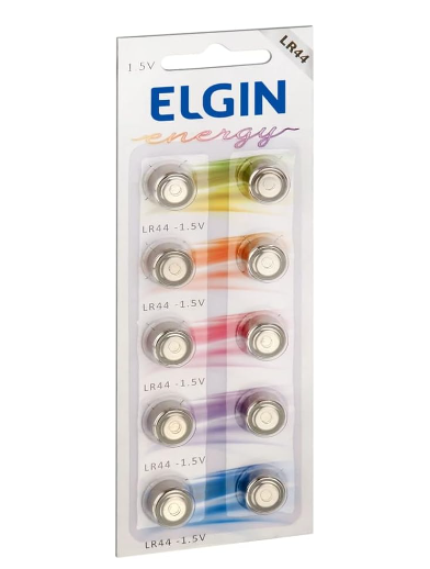 Bateria Bot&atilde;o Elgin LR44 1.5V com 10 unidades