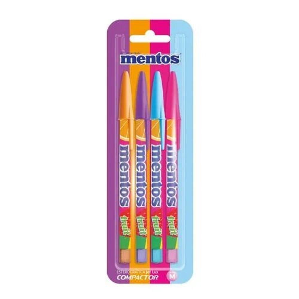 Caneta Esferogr&aacute;fica 1.0mm Compactor Mentos 4 cores