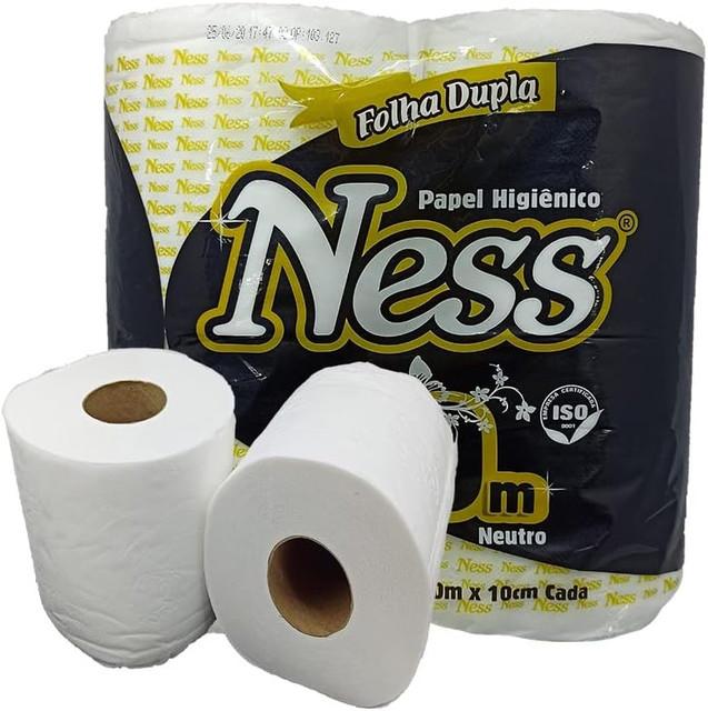 Papel Higi&ecirc;nico Folha Dupla Neutro Ness 30cm x 10cm 4 rolos