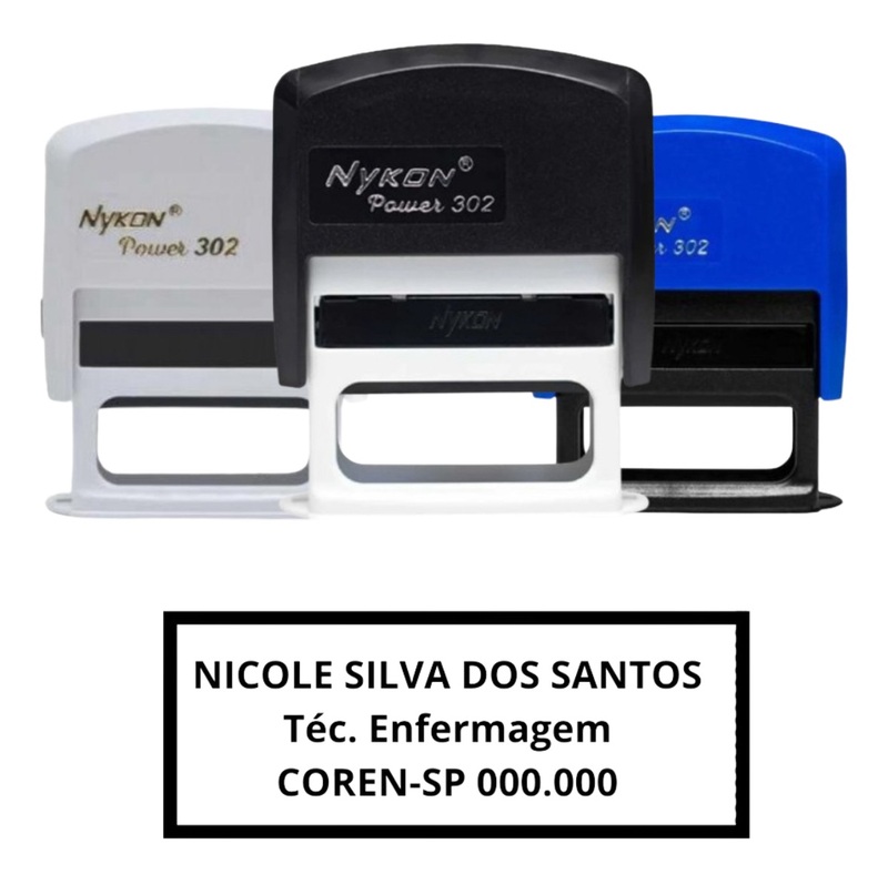 Carimbo Personalizado Nykon 302 Power 38x14mm - Escolha a Cor! 1 dia &Uacute;til Para personaliza&ccedil;&atilde;o
