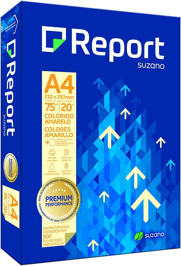 Papel Sulfite Colorido A4 Report Amarelo 500 Folhas 210mm x 297mm 75g/m²