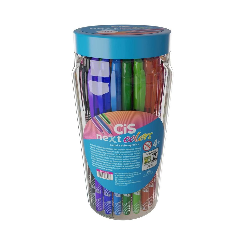 Caneta Esferogr&aacute;fica 0.7mm Next Colors CIS Cores Sortidas