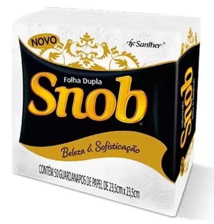 Guardanapo de Papel Folha Dupla Branco Snob Premium 50 unidades 23.5cm x 23.5cm