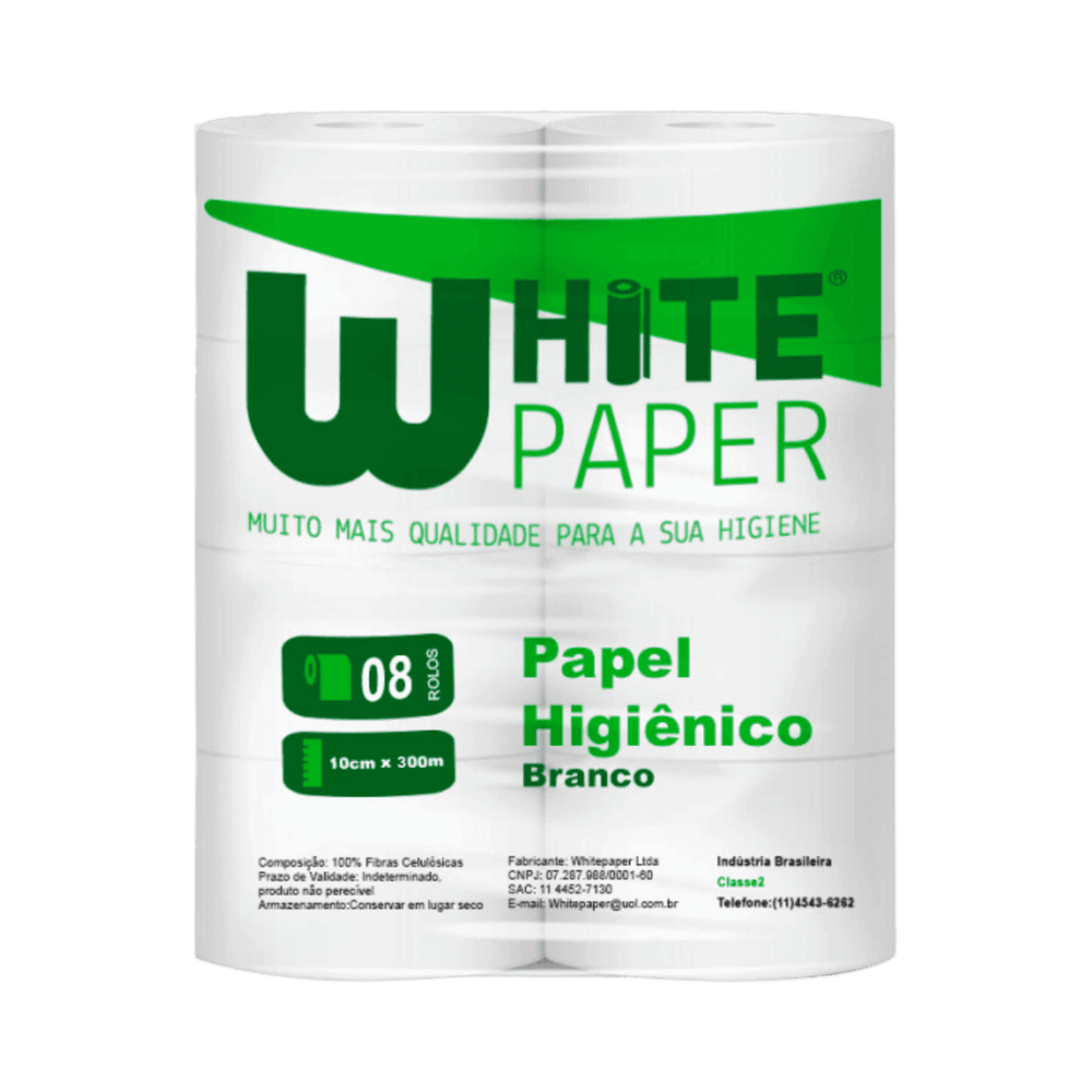 Papel Higi&ecirc;nico Rol&atilde;o 300m White Paper Branco 100% Celulose