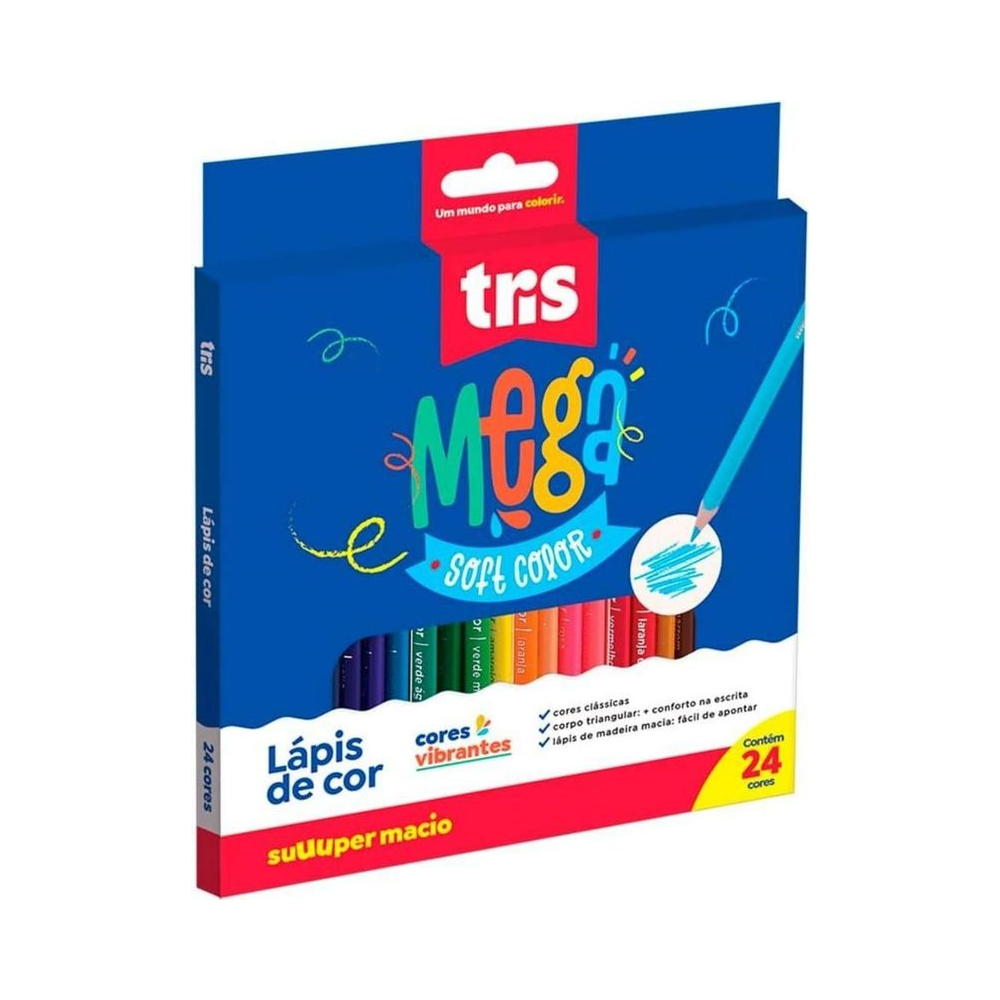 L&aacute;pis de Cor Cores Vibrantes Mega Soft Color Tris 24 cores