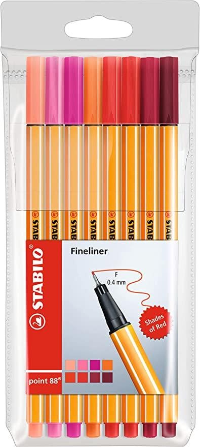 Estojo de Canetas Hidrogr&aacute;ficas Point 88 Stabilo 0.4mm 8 Cores
