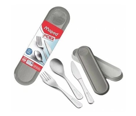 Kit Talheres Picnik Cinza e Azul Maped