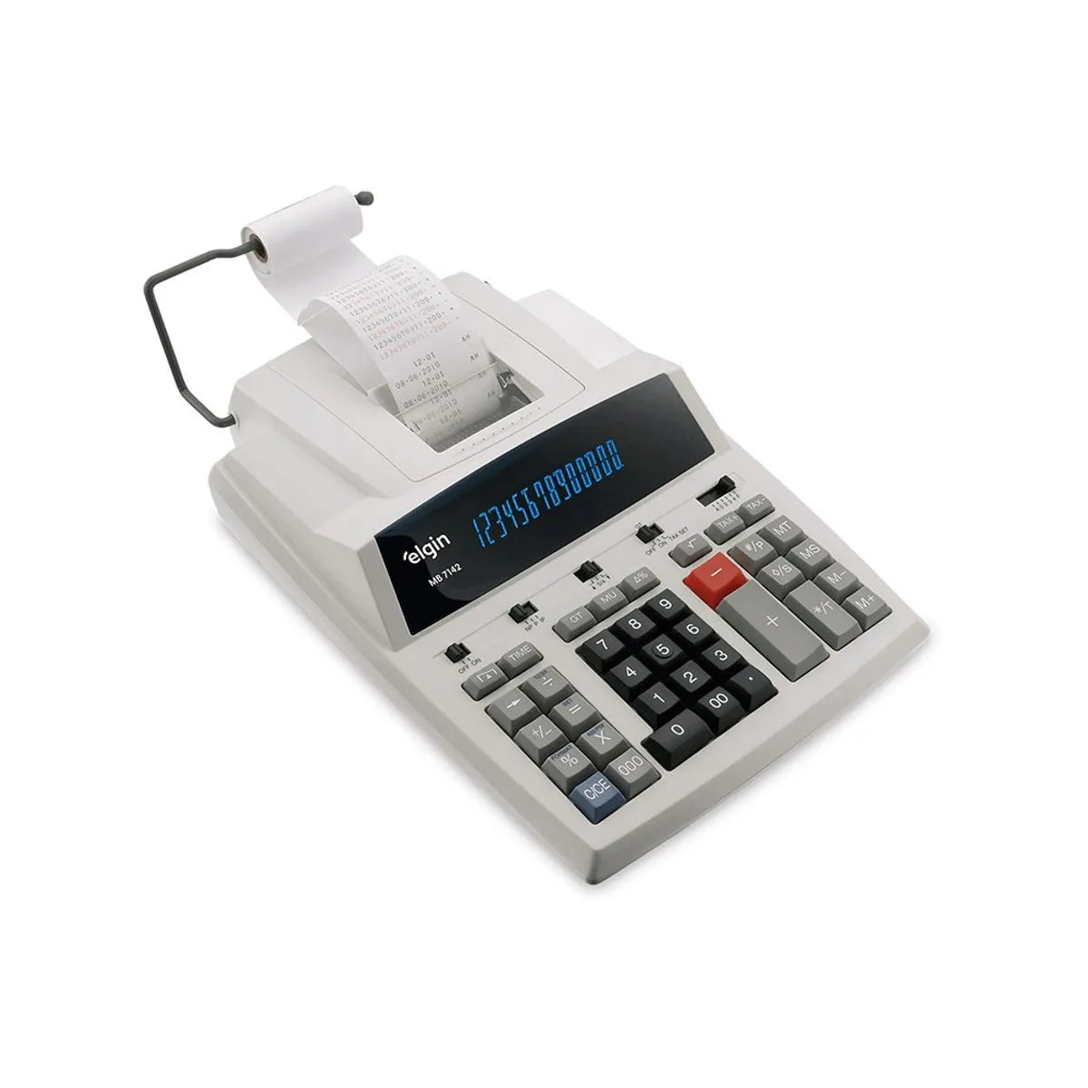 Calculadora Impress&atilde;o MB 7142 Elgin 14 D&iacute;gitos Bivolt Rel&oacute;gio Calend&aacute;rio Visor Fluorescente