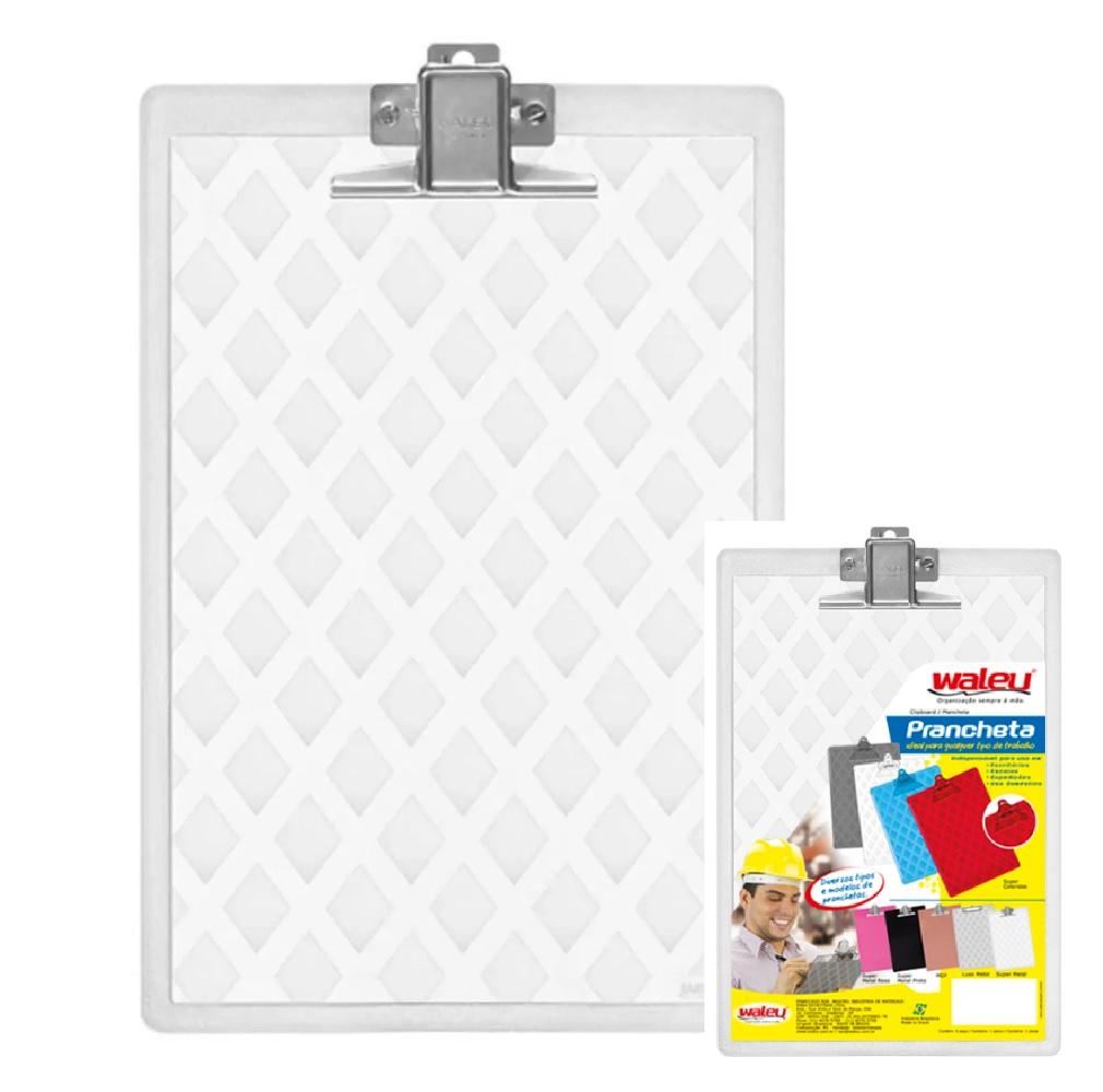 Prancheta Acrílica A4 com Prendedor de Metal Waleu