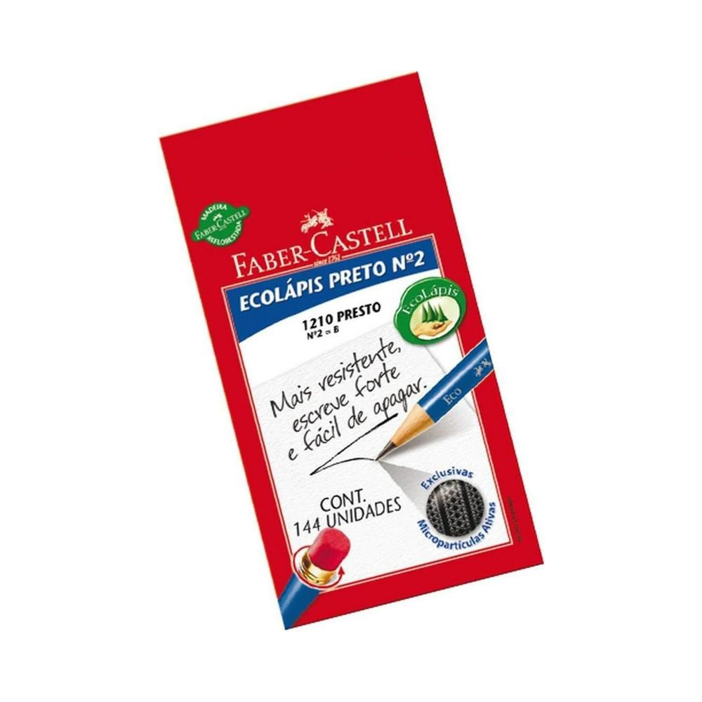 L&aacute;pis de Grafite Sextavado Ecol&aacute;pis Presto Faber-Castell com Borracha