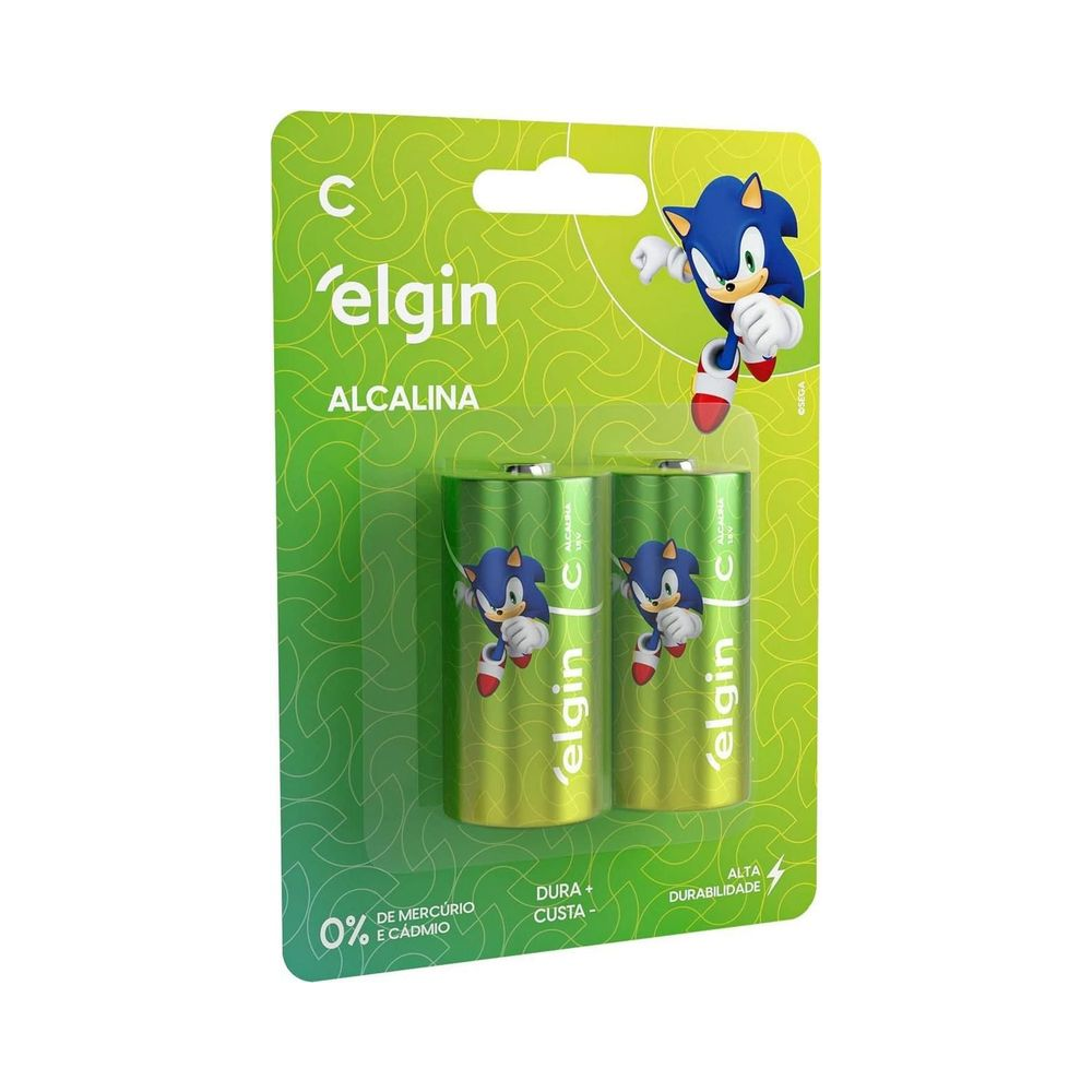Pilha Alcalina M&eacute;dia C Elgin 1.5V 2 unidades